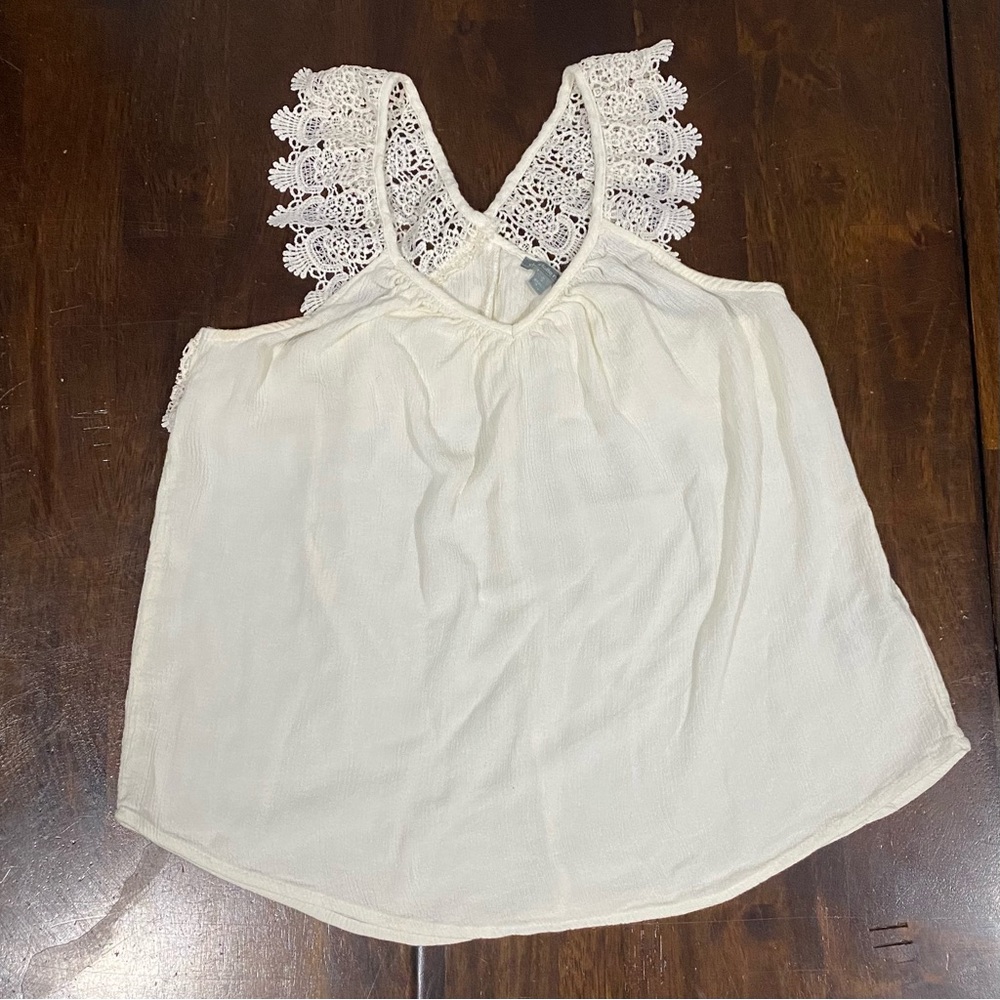 Charlotte russe crocheted lace straps tank top